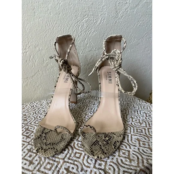 Simmi London | Vanessa Faux Snakeskin Heels - Picture 7 of 12